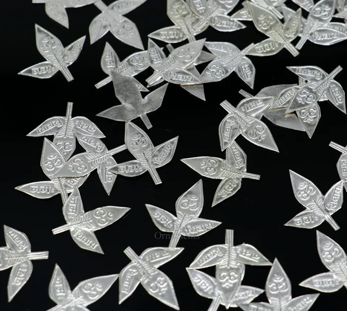TRIBAL ORNAMENTS Necklaces 2 cm Lord Shiva bel Patra Solid silver handmade solid belva patra shiva worshipping puja article bel tree leaves for puja su723
