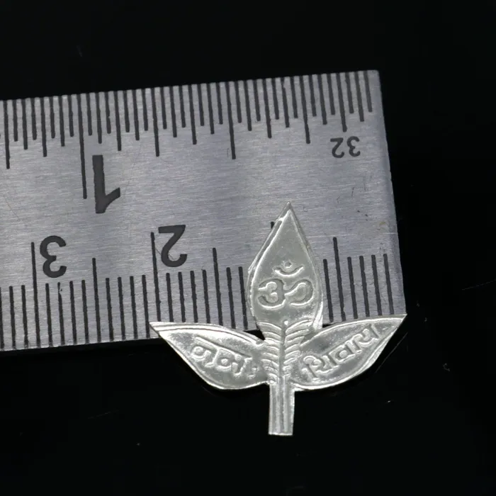 TRIBAL ORNAMENTS Necklaces 2 cm Lord Shiva bel Patra Solid silver handmade solid belva patra shiva worshipping puja article bel tree leaves for puja su723