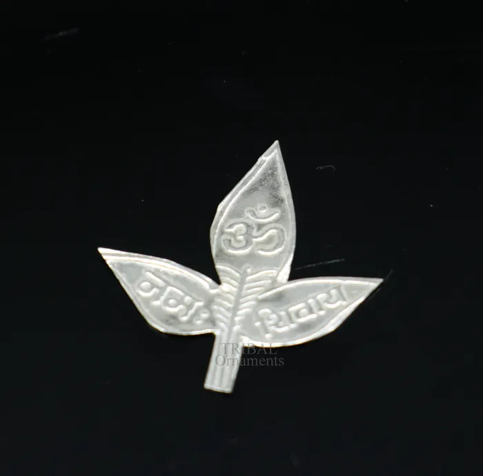TRIBAL ORNAMENTS Necklaces 2 cm Lord Shiva bel Patra Solid silver handmade solid belva patra shiva worshipping puja article bel tree leaves for puja su723