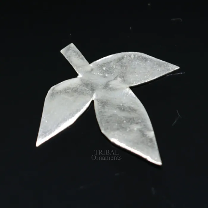 TRIBAL ORNAMENTS Necklaces 2 cm Lord Shiva bel Patra Solid silver handmade solid belva patra shiva worshipping puja article bel tree leaves for puja su723
