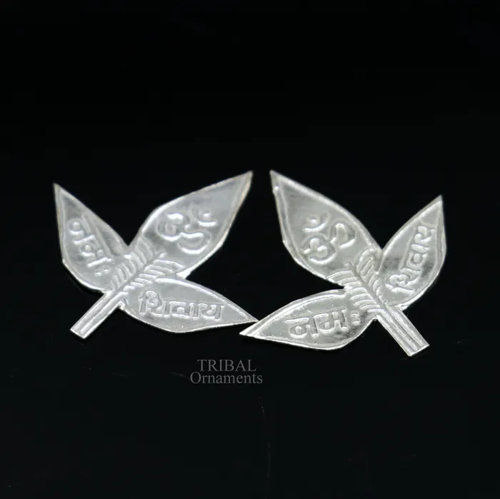 TRIBAL ORNAMENTS Necklaces 2 cm Lord Shiva bel Patra Solid silver handmade solid belva patra shiva worshipping puja article bel tree leaves for puja su723