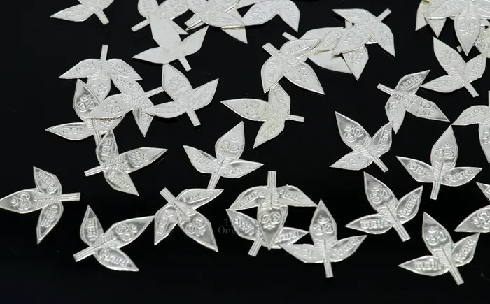 TRIBAL ORNAMENTS Necklaces 2 cm Lord Shiva bel Patra Solid silver handmade solid belva patra shiva worshipping puja article bel tree leaves for puja su723