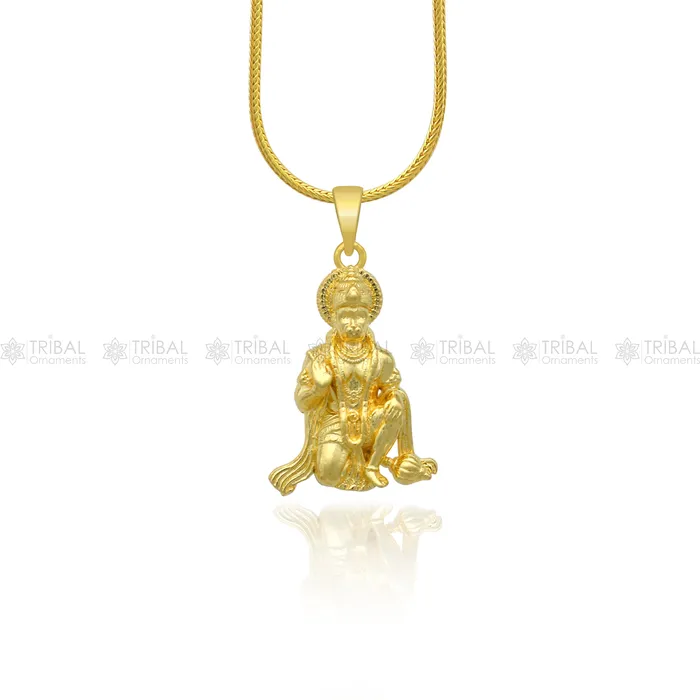 TRIBAL ORNAMENTS Necklaces 925 sterling silver gold polished Lord Hanuman divine pendant nsp899 TRIBAL ORNAMENTS Necklaces 925 sterling silver gold polished Lord Hanuman divine pendant nsp899