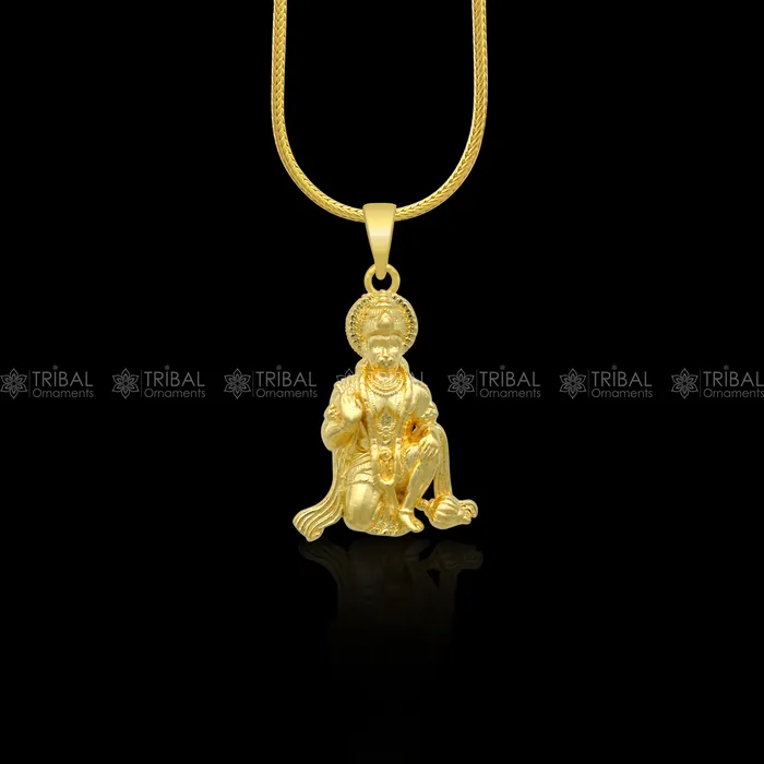 TRIBAL ORNAMENTS Necklaces 925 sterling silver gold polished Lord Hanuman divine pendant nsp899 TRIBAL ORNAMENTS Necklaces 925 sterling silver gold polished Lord Hanuman divine pendant nsp899