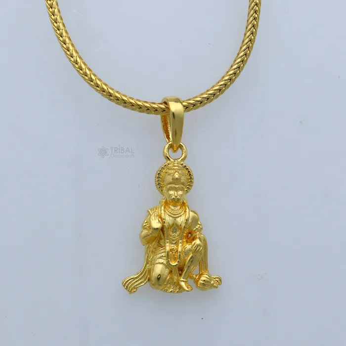 TRIBAL ORNAMENTS Necklaces 925 sterling silver gold polished Lord Hanuman divine pendant nsp899 TRIBAL ORNAMENTS Necklaces 925 sterling silver gold polished Lord Hanuman divine pendant nsp899
