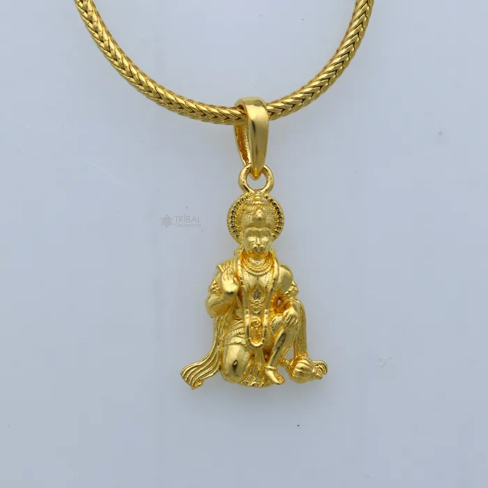 TRIBAL ORNAMENTS Necklaces 925 sterling silver gold polished Lord Hanuman divine pendant nsp899 TRIBAL ORNAMENTS Necklaces 925 sterling silver gold polished Lord Hanuman divine pendant nsp899