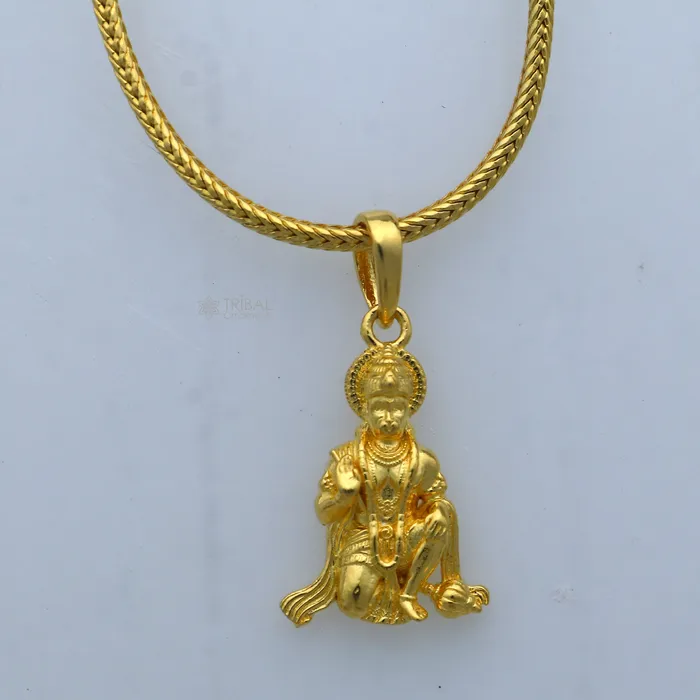 TRIBAL ORNAMENTS Necklaces 925 sterling silver gold polished Lord Hanuman divine pendant nsp899 TRIBAL ORNAMENTS Necklaces 925 sterling silver gold polished Lord Hanuman divine pendant nsp899
