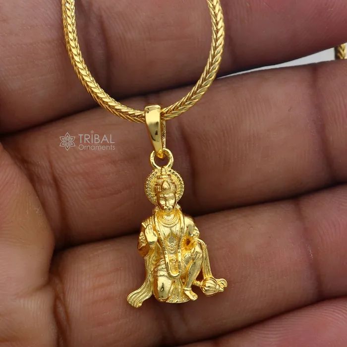 TRIBAL ORNAMENTS Necklaces 925 sterling silver gold polished Lord Hanuman divine pendant nsp899 TRIBAL ORNAMENTS Necklaces 925 sterling silver gold polished Lord Hanuman divine pendant nsp899