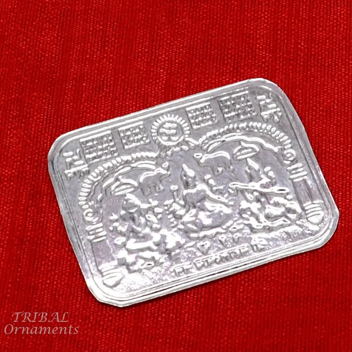 TRIBAL ORNAMENTS Necklaces 9x63 cm 925 sterling silver handmade Shree lakshmi frame Ganesha and Sarashwati silver holy divine article for wealth and prosperity su847