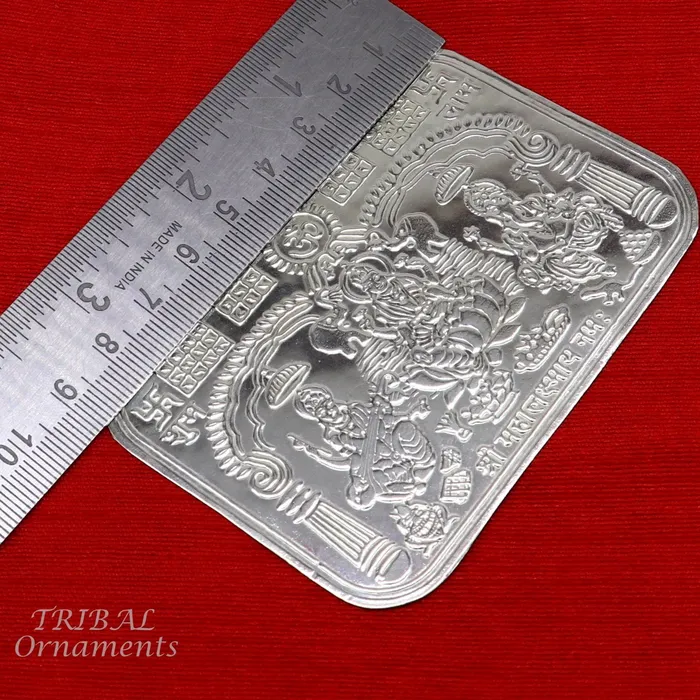 TRIBAL ORNAMENTS Necklaces 9x63 cm 925 sterling silver handmade Shree lakshmi frame Ganesha and Sarashwati silver holy divine article for wealth and prosperity su847
