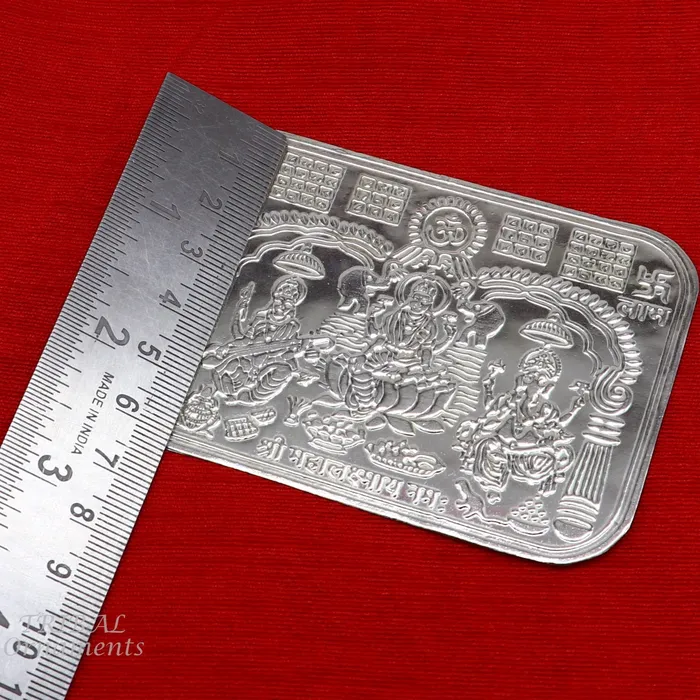 TRIBAL ORNAMENTS Necklaces 9x63 cm 925 sterling silver handmade Shree lakshmi frame Ganesha and Sarashwati silver holy divine article for wealth and prosperity su847