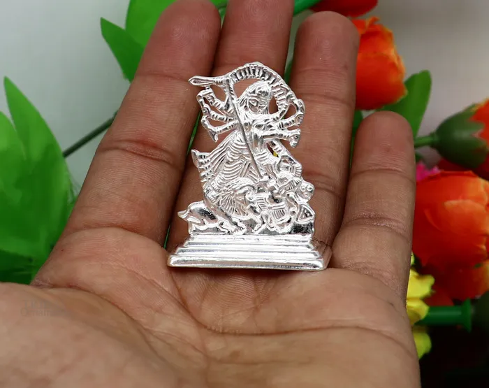 TRIBAL ORNAMENTS Rings Sterling silver Goddess kali maa mother kalika Articles Indian Silver Idols handcrafted Mataji statue sculpture amazing gifting Art467