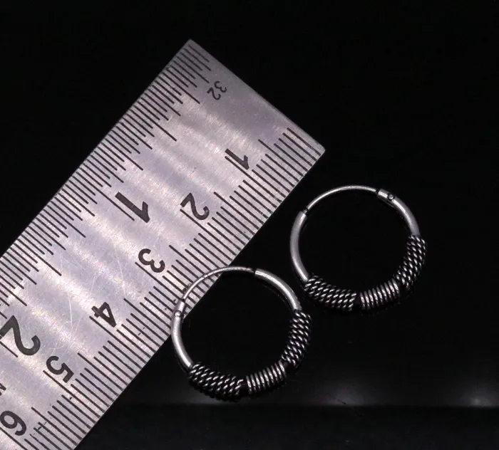 Ttraditional design stylish 925 sterling silver handmade fabulous hoops earrings bali pretty gifting bali tribal jewelry india s613 TRIBAL ORNAMENTS Earrings