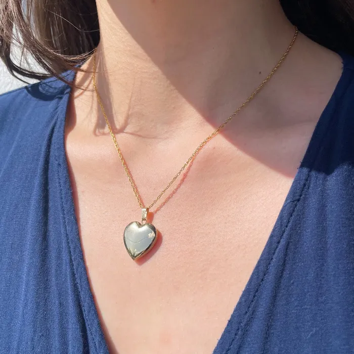 14K Gold Filled 19mm Heart Locket Necklace Croghans Necklaces