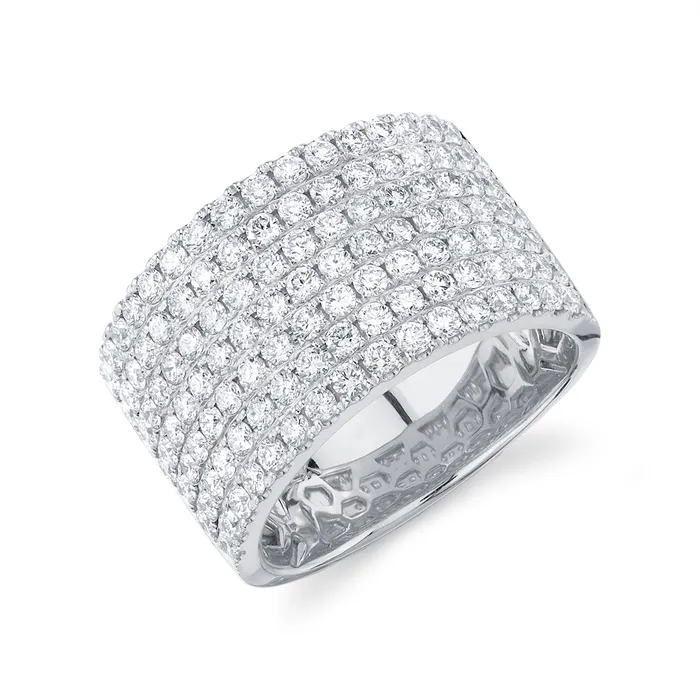 14K White Gold Wide Pave Diamond Band Wedding Bands Rings
