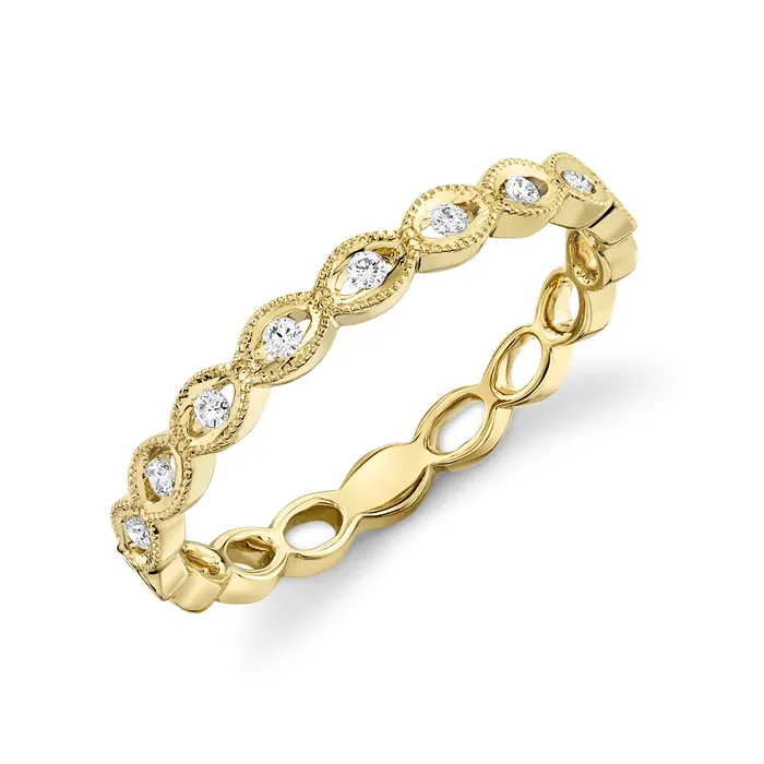 14K Yellow Gold Diamond Fancy Band Wedding Bands Rings