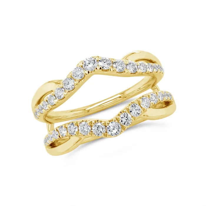 14K Yellow Gold Diamond Ring Guard Wedding Bands Rings