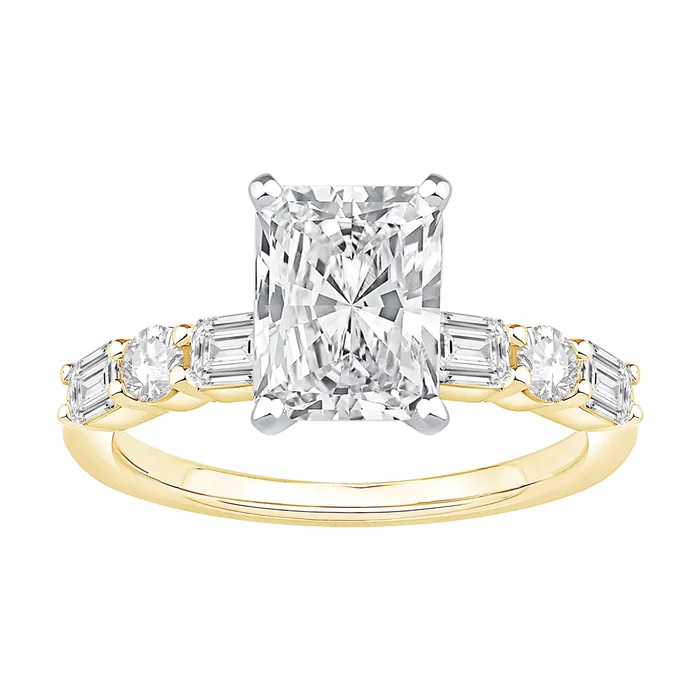 14K Yellow Gold Diamond Semimount Ring with White Gold Head Engagement Collections Rings 14K Yellow Gold Diamond Semimount Ring with White Gold Head Engagement Collections Rings