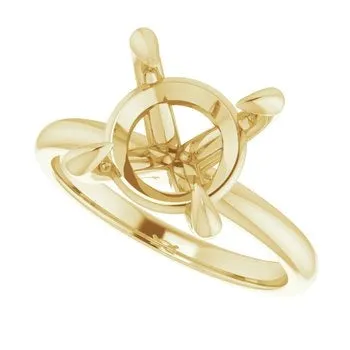 14K Yellow Gold Solitaire Ring for Round Engagement Collections Rings