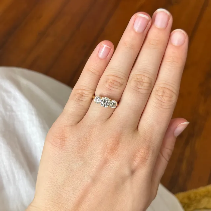 2ctw Round Brilliant Diamond ThreeStone 14K Gold Engagement Ring Croghans Rings
