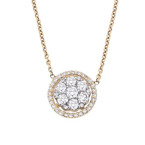47ctw Diamond Cluster Halo 14K Gold Pendant Necklace Croghans Necklaces