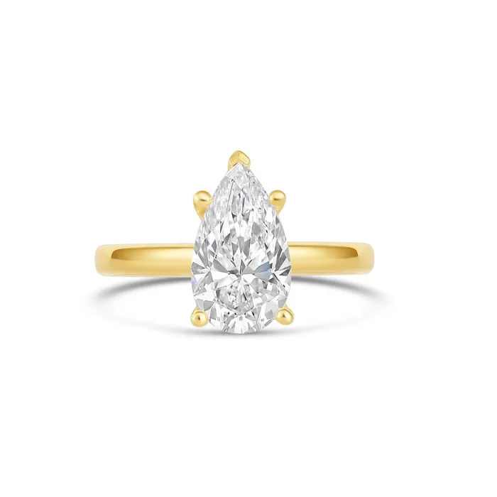 A Jaffe 14K Yellow Gold Pear Cut Solitaire Ring A Jaffe Rings