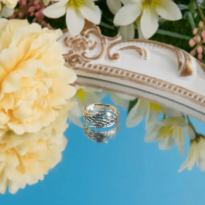 Adjustable 925 Sterling Silver Guardian Angel Wings Ring Personalized Unisex Memorial Jewelry for Men and Women Belbren Rings