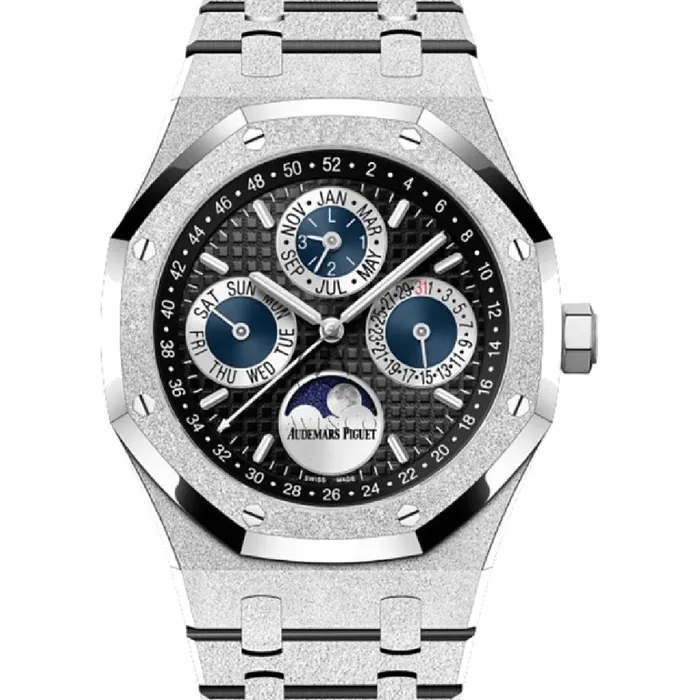 Audemars Piguet Bracelets Audemars Piguet Royal Oak Frosted Gold Perpetual Calendar 41mm Mens Watch Ref 26574BCGG1224BC01 Black Moonphase Dial 18K White Gold Bracelet