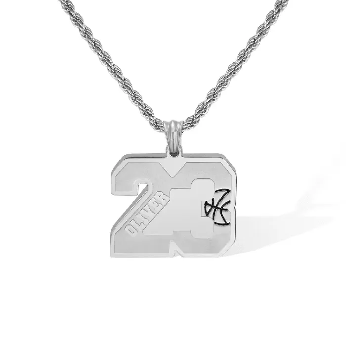 Belbren Custom Basketball Necklace Personalized Jersey Number Name Stainless Steel Pendant Sports Gift for Players and Fans Necklaces