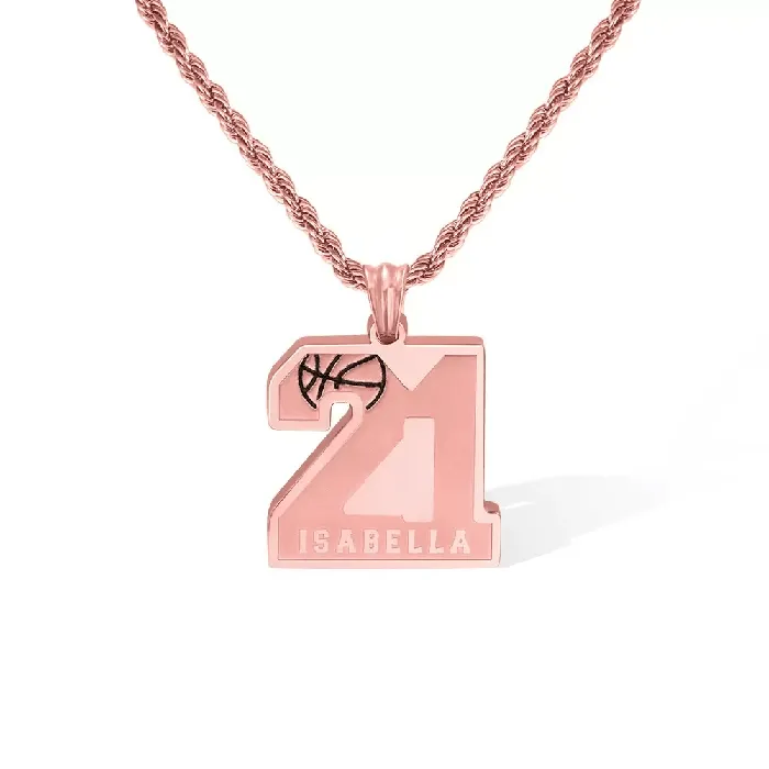 Belbren Custom Basketball Necklace Personalized Jersey Number Name Stainless Steel Pendant Sports Gift for Players and Fans Necklaces