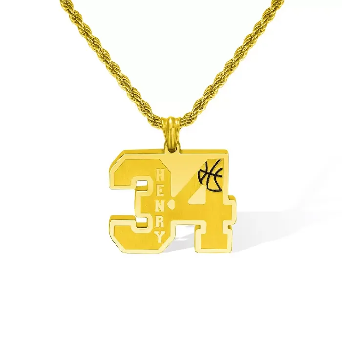 Belbren Custom Basketball Necklace Personalized Jersey Number Name Stainless Steel Pendant Sports Gift for Players and Fans Necklaces