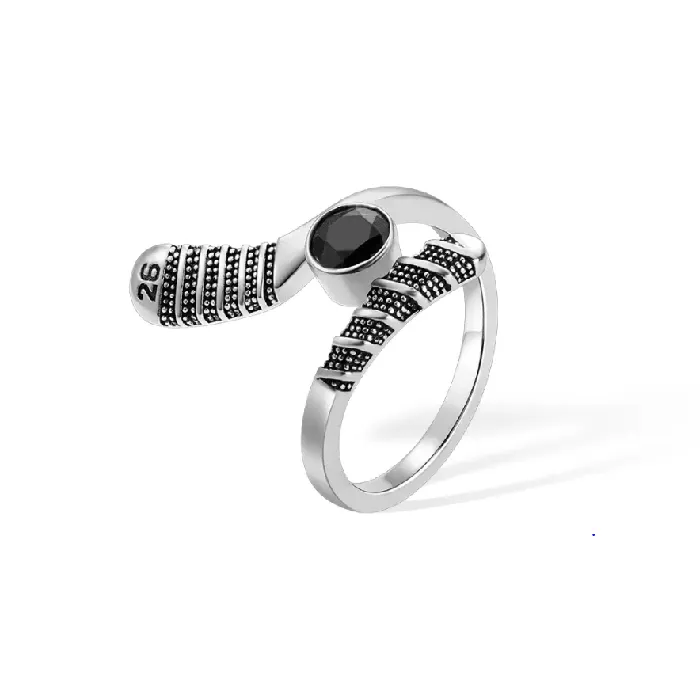 Belbren Personalized Hockey Stick Ring with Player Number Birthstone Custom Silver Jewelry for Hockey Moms Wives and Girls Rings