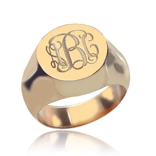 Belbren Rings Customizable Monogram Signet Ring Personalized Unisex Initials Engraved Jewelry