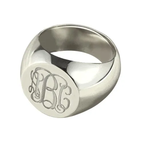 Belbren Rings Customizable Monogram Signet Ring Personalized Unisex Initials Engraved Jewelry