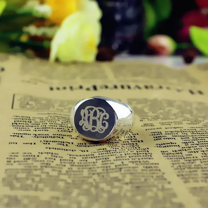 Belbren Rings Customizable Monogram Signet Ring Personalized Unisex Initials Engraved Jewelry