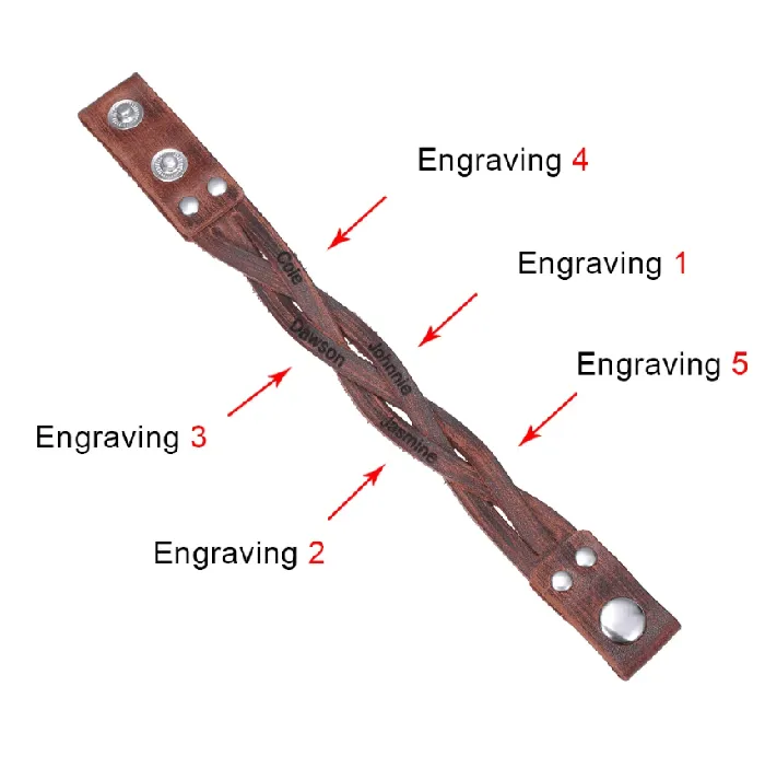 Bracelets Belbren Personalized Mens Leather Bracelet with Custom Engraving Name Childrens Names Perfect Fathers Day Gift