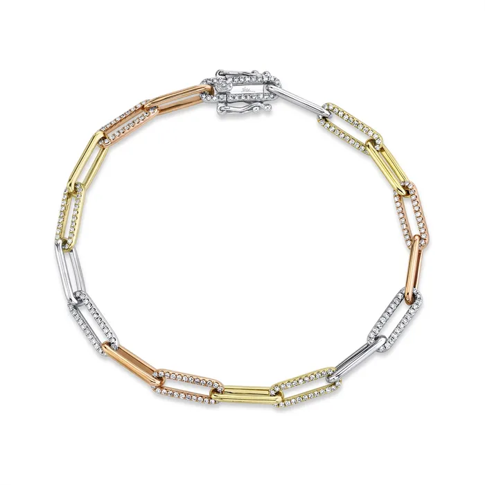 Bracelets Meierotto Jewelers 14K White Yellow and Rose Gold Diamond Link Bracelet