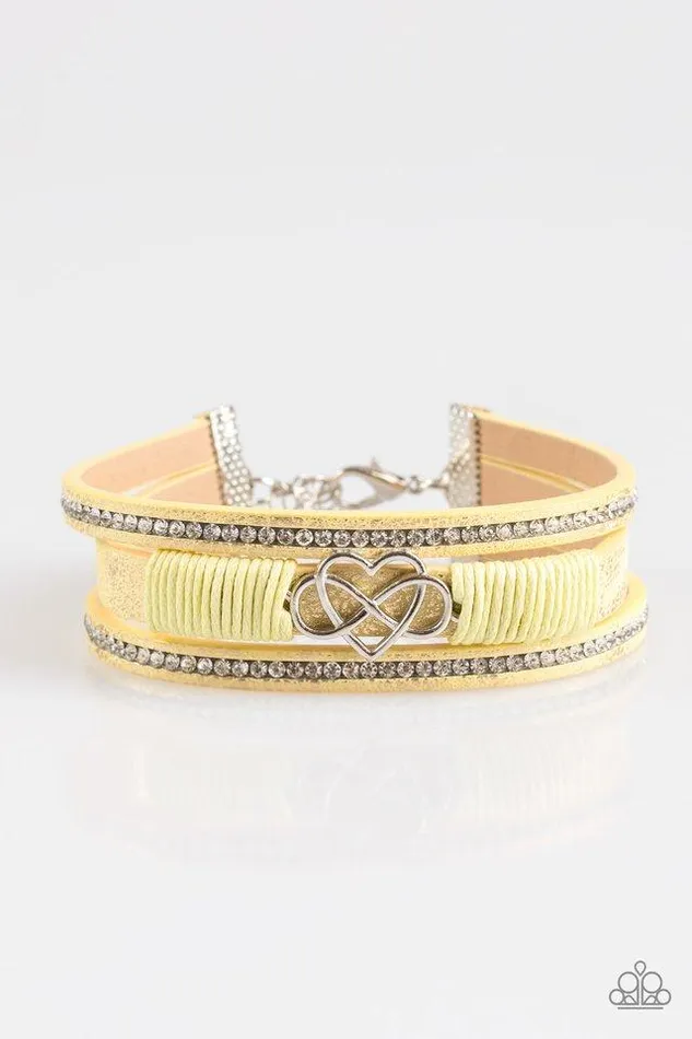 Bracelets Paparazzi Bracelet Hustlin Heart Yellow Paparazzi Jewelry