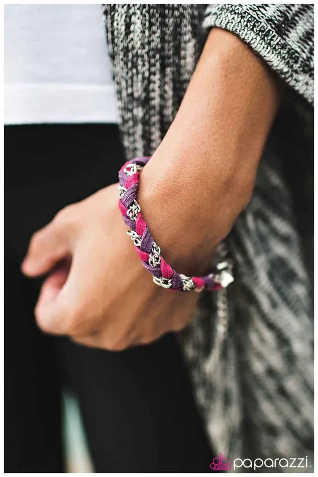 Bracelets Paparazzi Bracelet Leather the Storm Purple Pink Paparazzi Jewelry