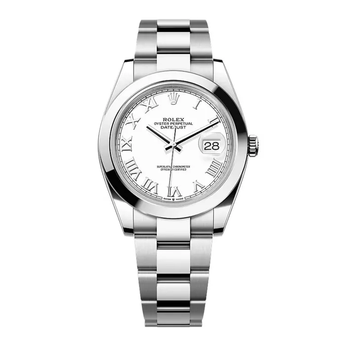 Bracelets Rolex Datejust 41mm Ref 1263000015 White Dial Stainless Steel Oyster Bracelet Mens Watch Rolex