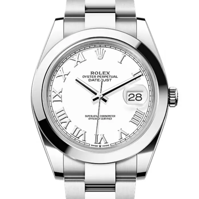 Bracelets Rolex Datejust 41mm Ref 1263000015 White Dial Stainless Steel Oyster Bracelet Mens Watch Rolex