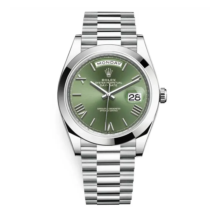 Bracelets Rolex Rolex Day Date 40mm Ref 2282060027 Olive Green Roman Dial Platinum President Bracelet Mens Watch Bracelets Rolex Rolex Day Date 40mm Ref 2282060027 Olive Green Roman Dial Platinum President Bracelet Mens Watch