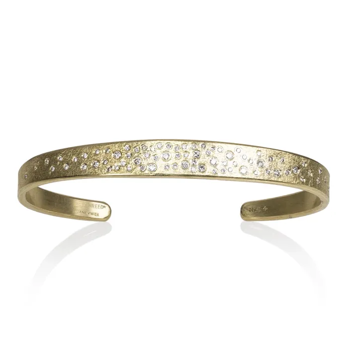 Bracelets Todd Reed Todd Reed 18K Yellow Gold Scattered Diamond Thin Cuff Bracelet Bracelets Todd Reed Todd Reed 18K Yellow Gold Scattered Diamond Thin Cuff Bracelet