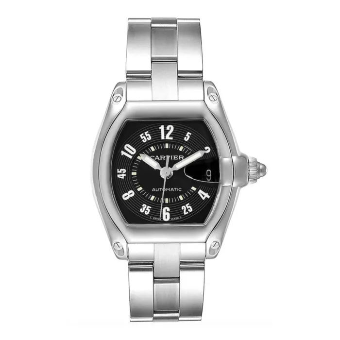 Cartier Bracelets Cartier Roadster 38mm Watch Ref W62004V3 Black Arabic Dial Stainless Steel Bracelet