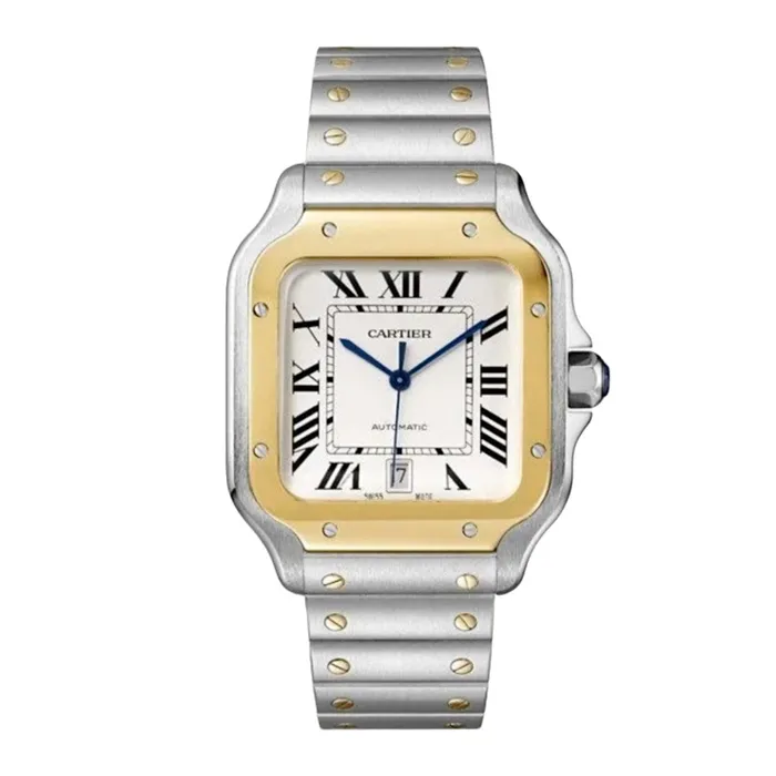 Cartier Santos 100 40mm Watch Ref W2SA0009 Silver Roman Dial 18K Yellow Gold Bezel Two Tone Stainless Steel 18K Yellow Gold Bracelet Cartier Bracelets Cartier Santos 100 40mm Watch Ref W2SA0009 Silver Roman Dial 18K Yellow Gold Bezel Two Tone Stainless Steel 18K Yellow Gold Bracelet Cartier Bracelets