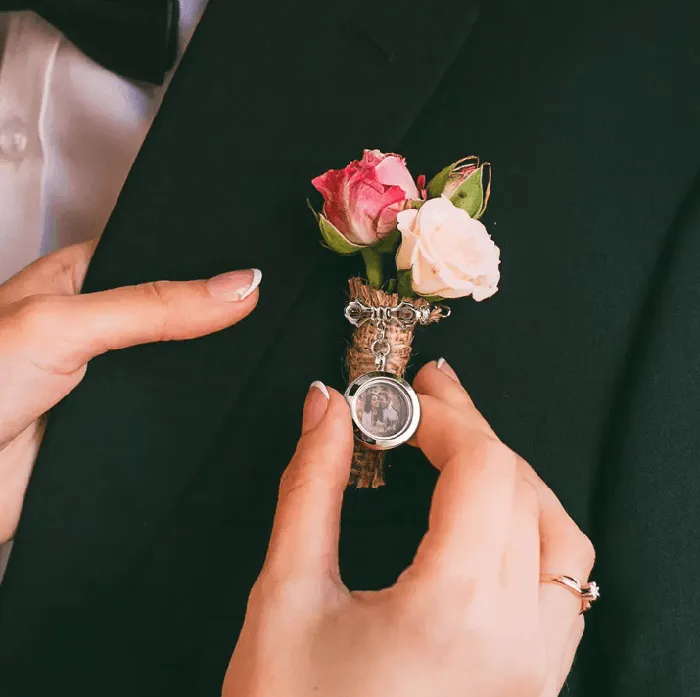 Charm Necklaces Custom Bridal Bouquet Charm Lapel Pins Personalized Wedding Gifts Photo Keepsakes Belbren