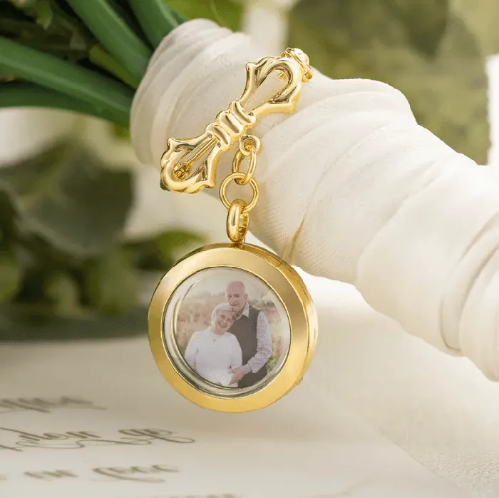 Charm Necklaces Custom Bridal Bouquet Charm Lapel Pins Personalized Wedding Gifts Photo Keepsakes Belbren