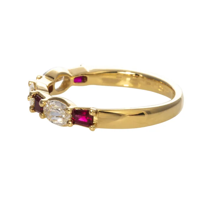 Christopher Designs Rings 58ctw LAmour Crisscut Oval Baguette Ruby 7Stone Band