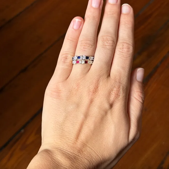 Christopher Designs Rings 58ctw LAmour Crisscut Oval Baguette Ruby 7Stone Band