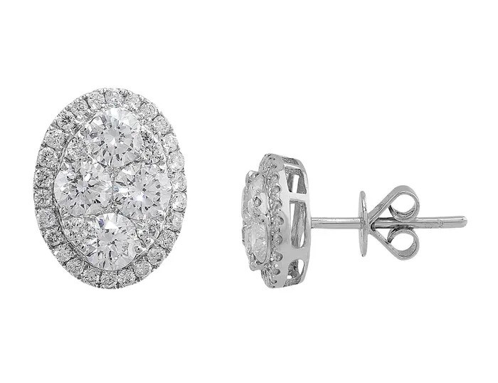 CJ Charles Jewelers Earrings 18k White Gold Oval Pave Diamond Earrings CJ Charles Jewelers Earrings 18k White Gold Oval Pave Diamond Earrings
